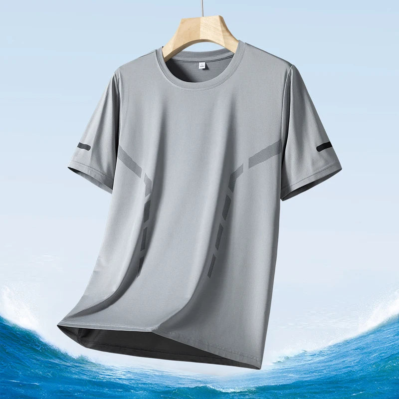 Men clothing  Ice Silk Thin Short Sleeve Quick Drying T-shirt for Men