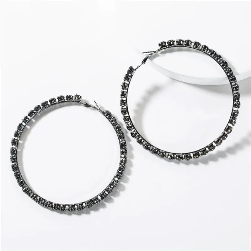 Jewellery   New exquisite fashion earrings jewellery geometric design round single row Rhinestone Earrings for her gift