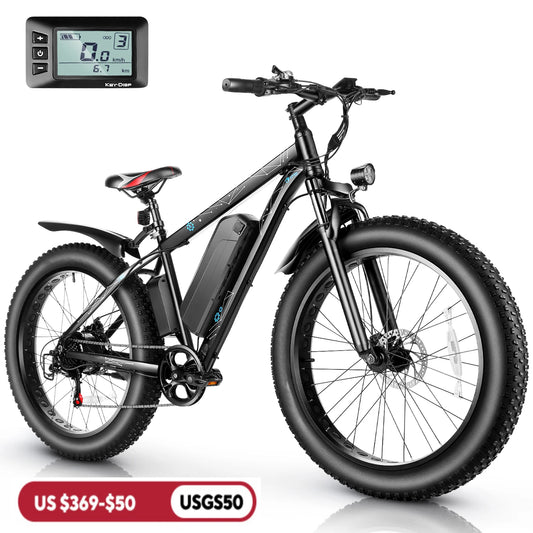 Outdoor   26" x 4.0 Fat Tire Electric Bike with 500W Motor, 48V 13Ah Removable Battery, 7 Speed, 25MPH, Cruise Control, Up to 50 Miles