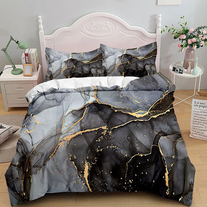 Bedroom   Marble Bedding Set King/Queen Size,Grey Gold Marble Duvet Cover Men Adults Modern Abstract Art Tie Dye Gothic Soft Quilt Cover