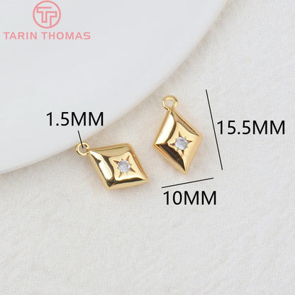 Jewellery   (203)4PCS 10x15MM 24K Gold Color Plated Brass with Zircon Star Charms Pendants High Quality Jewelry Findings Earrings Accessorie