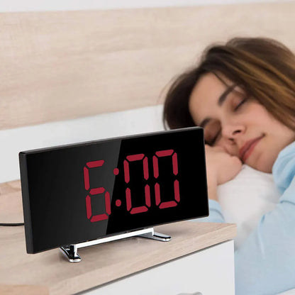 Bedroom   Digital Alarm Clock Curved LED Electronic Digital Desktop Clock Bedroom Decor Table Clock Bedside Alarm Clock