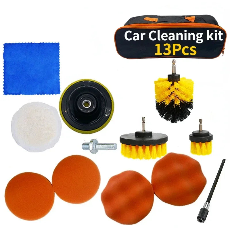 Car   New Car Cleaning Kit Scrubber Drill Detailing Brush Set Air Conditioner Vents Towel Polisher Car Auto Detailing Tools