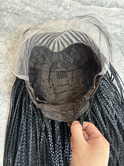 Crown & Glory Wigs New Synthetic Lace Frontal Wigs Box Braided Wigs Cornrow Braid Wig for Black Women Knotless Braids Party Wig Baby Hair Daily Use