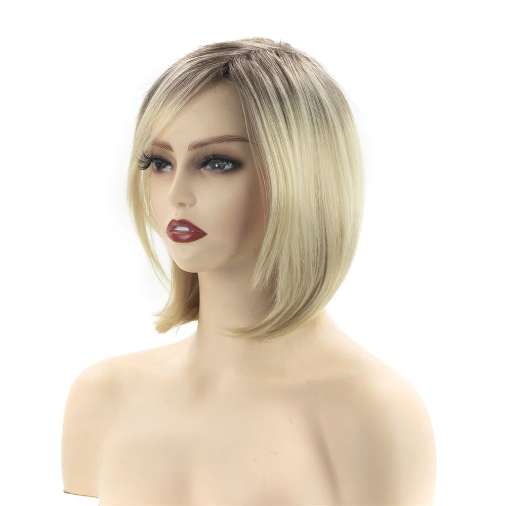 Crown & Glory Wigs Synthetic Wig European and American Women's Hair Short Wigs Puffy Chemical Fiber Fashion Head Cover with Bangs