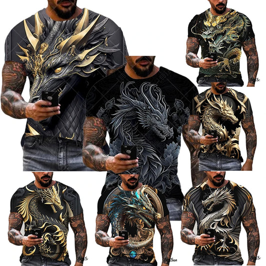 Men clothing Dragon Pattern Men's T-shirt