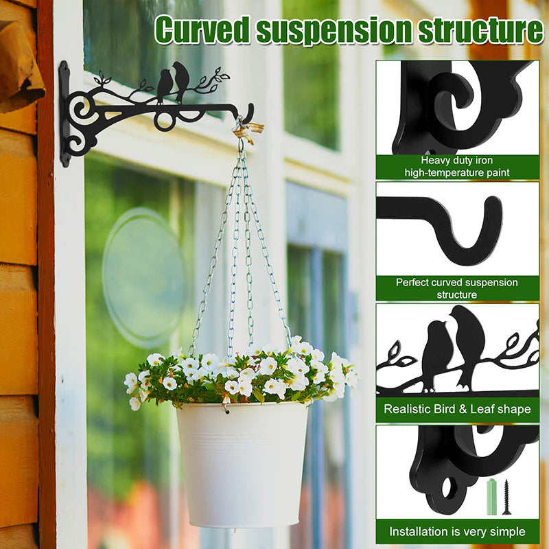 Outdoor Metal Hanging Basket Hooks Black Solid Steel With Screws Outdoor Plant Bracket Wall Mounted Hook Plants Lantern Bird Feeder