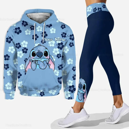 Woman clothing  3D Hoodie and Leggings Set Women's Casual Stitch Yoga Pants Suit Disney Yoga Hoodie Leggings Fashion Tracksuit Set