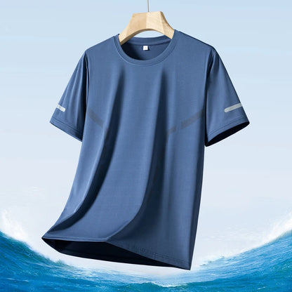 Men clothing  Ice Silk Thin Short Sleeve Quick Drying T-shirt for Men