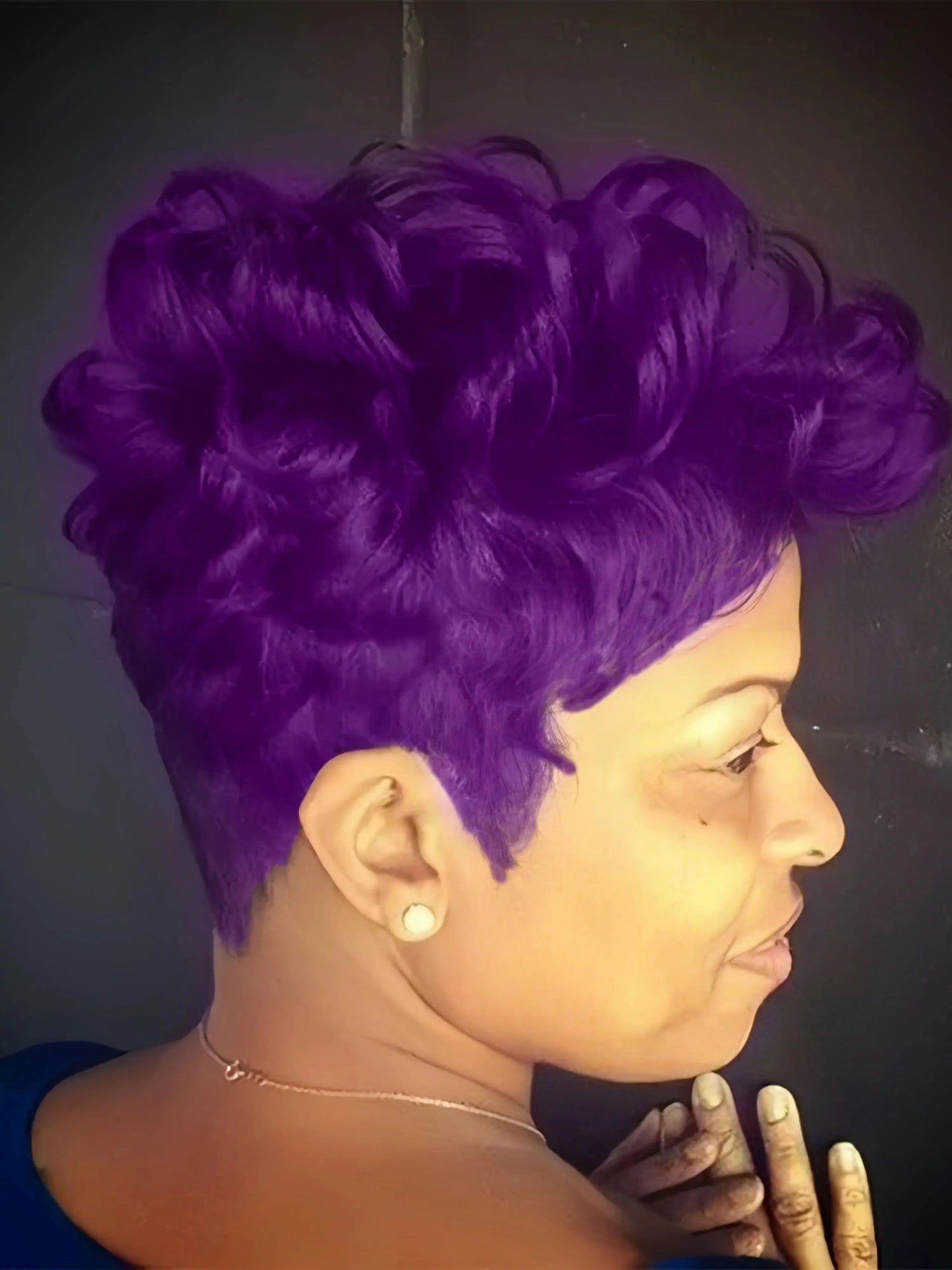 Crown & Glory Wigs  Synthetic Short Pixie Cut Wigs for Black/White Women Natural Purple Hair Wig Short Pixie Cut Hairstyles for Women