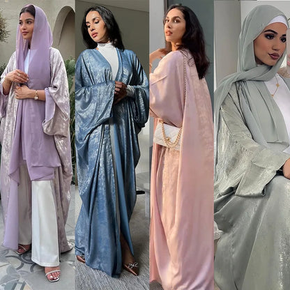 Muslim family   Chic Eid Open Kimono Coat Dubai Luxury Batwing Abaya Modest Dresses Muslim for Women Islam Clothing Kebaya Robe Femme Musulmane