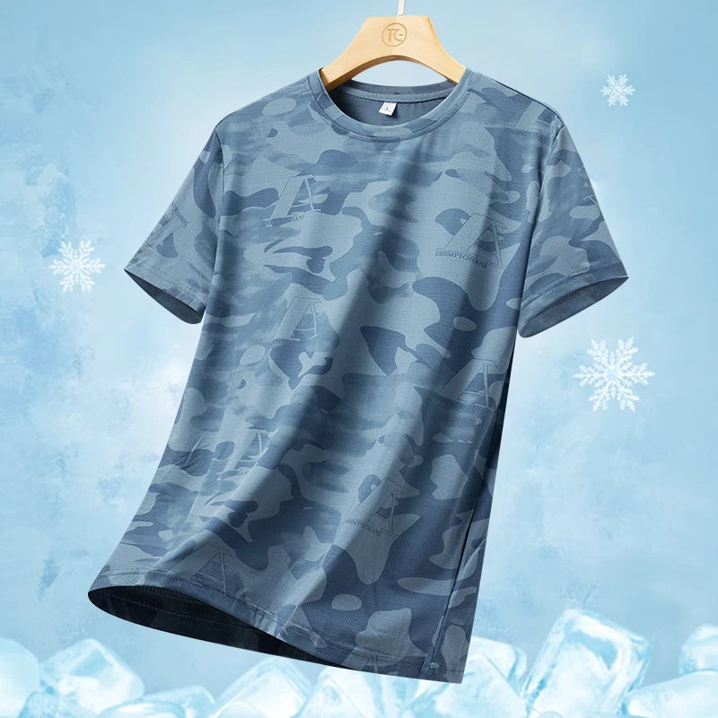 Men clothing  Ice Silk Thin Short Sleeve Quick Drying T-shirt for Men