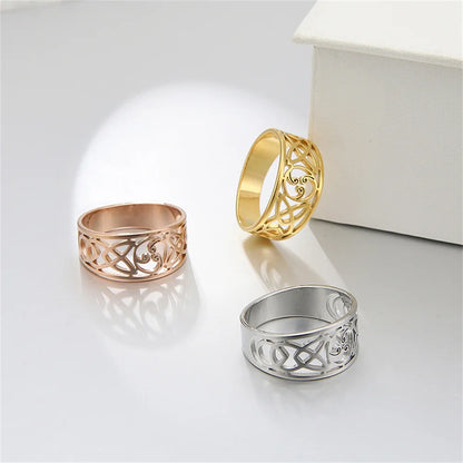 Jewellery   My Shape Celtic Knot Cross Rings for Women Christian Finger Ring Stainless Steel Gold Color Religious Amulet Jewelry Fashion