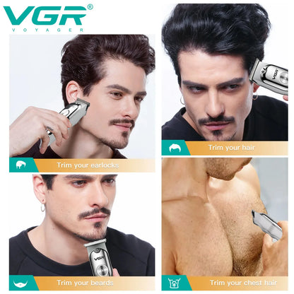 Bathroom  VGR 071 Hair Trimmer Professional Hair Clipper Rechargeable Hair Cutting Machine T-Blade Cordless Portable Trimmer for Men