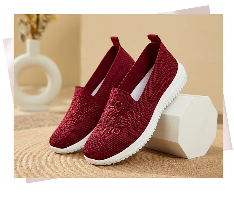 Woman shoes Summer Mesh Knitting Sneakers Women Breathable 2023 Shoes Non-slip Ladies Casual Nurse Office Shoes Ballet Flats