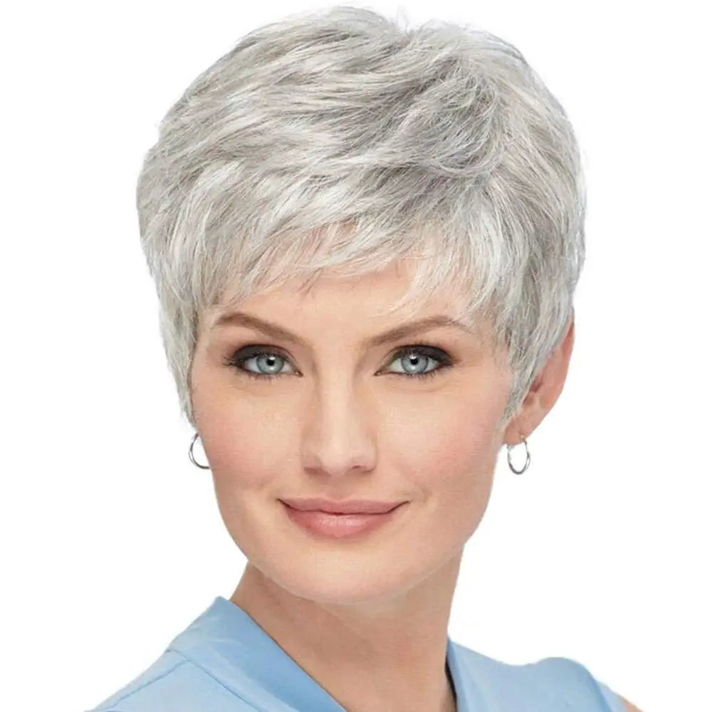 Crown & Glory Wigs Synthetic Wig European and American Women's Hair Short Wigs Puffy Chemical Fiber Fashion Head Cover with Bangs