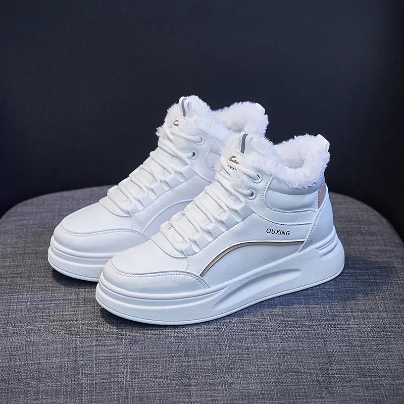 Woman shoes Maogu Woman Platform Fashion Shoes Casual Sneakers White Sports Shoe Ladies Boot Round Toe Elegant Autumn Women Warm Ankle Boots