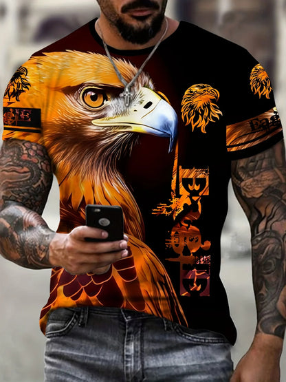 Men clothing Eagle Pattern Print Men's Short Sleep Comfy T-shirt Short sleeved Top