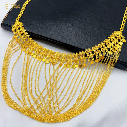 Jewellery   Dubai Brazilian Tassel 24k Gold Plated Jewelry Sets For Women Wedding Ethiopian Indian Bridal Necklace And Earring Party Gifts