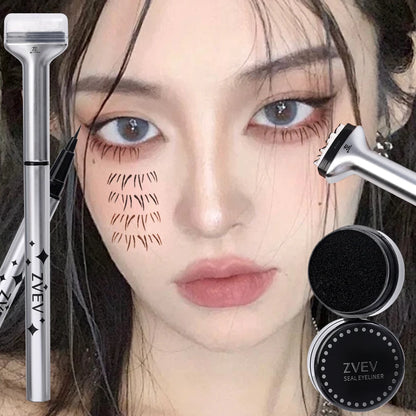 Makeup and face  2 in 1 Double-ended Lower Eyelash Stamp with Eyeliner DIY Waterproof Eye Liner Seal