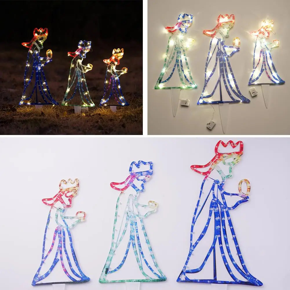 Outdoor Christmas LED Three 3 Kings Silhouette Motif Rope Light Decoration For Garden Yard New Year Christmas Decoration Party