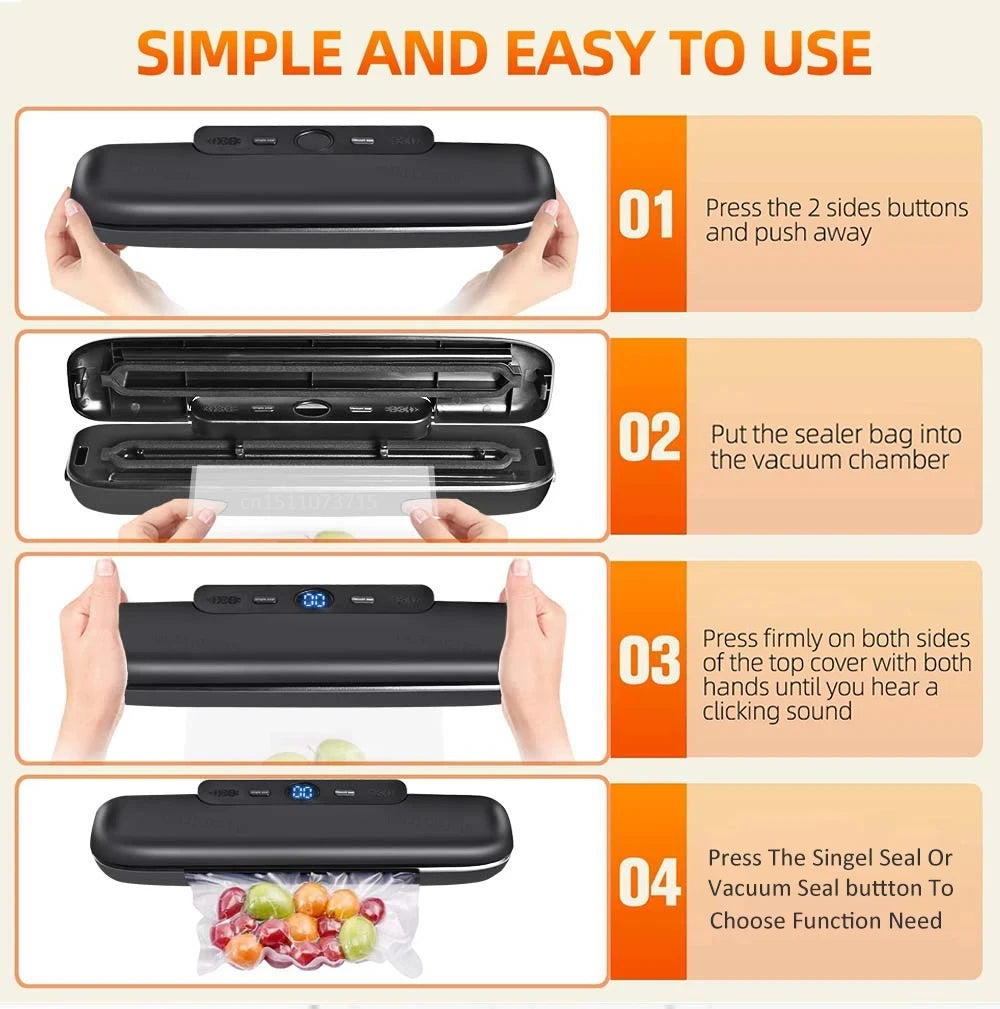 Kitchen  Electric Food Vacuum Sealer Machine And Bags Fast Vacuuming Wet Dry Food Kitchen Household Vacuum Packaging Vaccum Sealing Machine Mini kitchen appliance