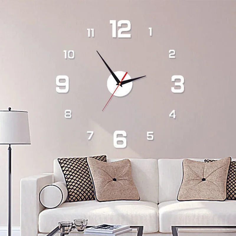 Living room Simple Modern Design Digital DIY Clock Silent Wall Clock Room Living Wall Decoration Home Decor Punch-Free Wall Sticker Clock