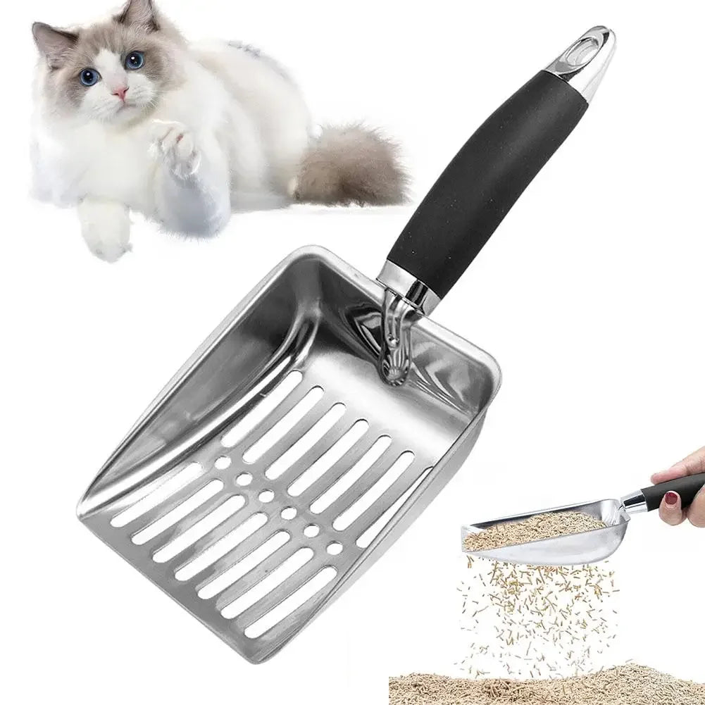 Pets Dog Cat Clean Faeces Supplies Stainless steel shovel Cat Litter Scoop Reduces Dust Metal Long Handle Scoop Pet Cleanning Tools