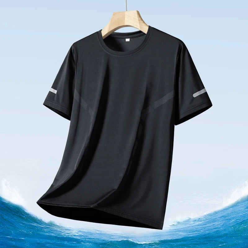 Men clothing  Ice Silk Thin Short Sleeve Quick Drying T-shirt for Men