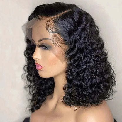 Crown & Glory Wigs   Wigs Human Hair Ready to Go Wear Short Curly Lace Frontal Wigs Human Hair Preplucked Brazilian Wigs for Woman on Sale