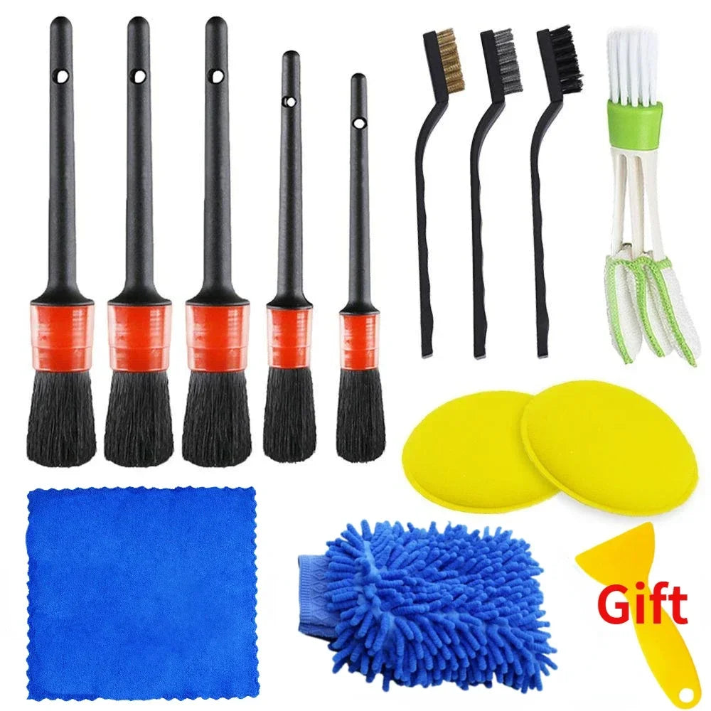 Car   New Car Cleaning Kit Scrubber Drill Detailing Brush Set Air Conditioner Vents Towel Polisher Car Auto Detailing Tools