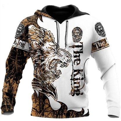 Men clothing  lion, wolf Hoodies White Tiger Sweatshirt Unisex Zip Pullover Casual Jacket