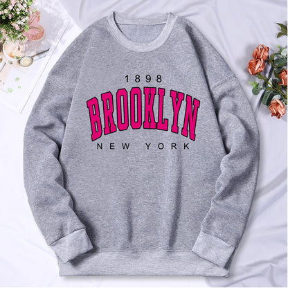 Woman clothing   Brooklyn New York Printing Tracksuit Women Classic Retro Fashion Hooded Fleece Warm Casual Clothes Loose Oversize Hoodies