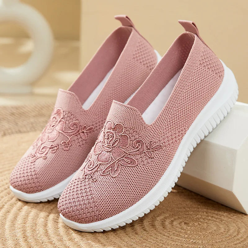 Woman shoes Summer Mesh Knitting Sneakers Women Breathable 2023 Shoes Non-slip Ladies Casual Nurse Office Shoes Ballet Flats