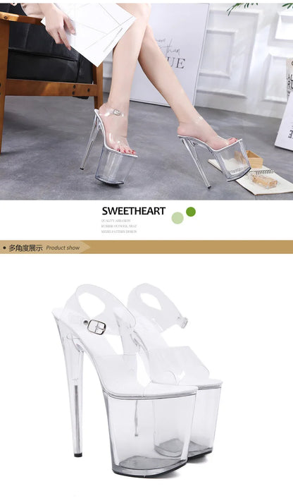 Woman shoes Summer Sandals Women 13 15 17 20cm High Heel Crystal Thin Heels Women Luxury Wedding Shoes Sexy Transparent Platform Sandals