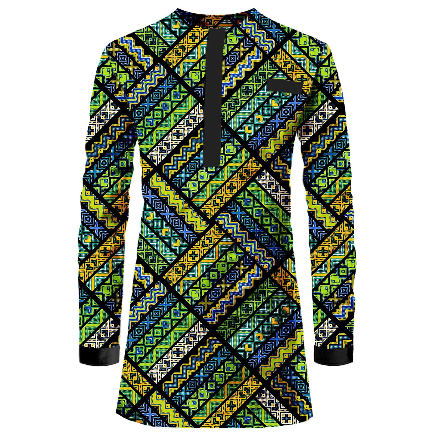 Muslim family   SEA&ALP Men's African Traditional Pattern Printed Casual Long Sleeve Dashiki Shirt Hidden Button Down Attire