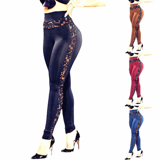 Woman clothing   Fashion Loose Yoga Pants Women  Slim Lace Sexy Crochet Casual Sport Pant Legging