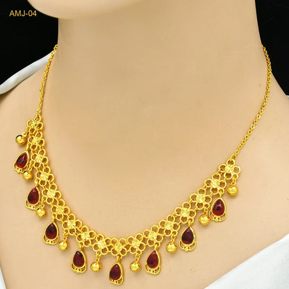 Jewellery   ANIID African 24K Gold Color Necklace With Tassel For Women Bride Crystal Jewellery Italian Wedding Dubai Wholesale