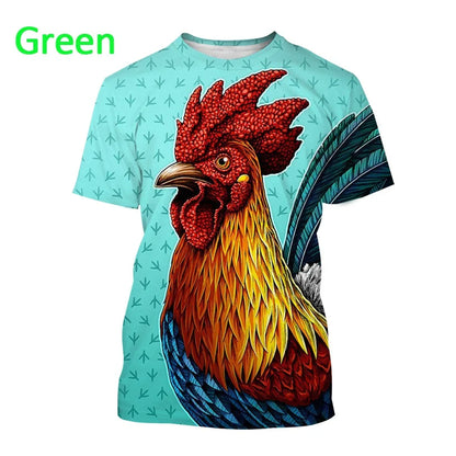 Men clothing Newly Sold 3D Printed Men's Short Sleeve Personality Fashion Casual Animal Color Rooster Print T-shirt