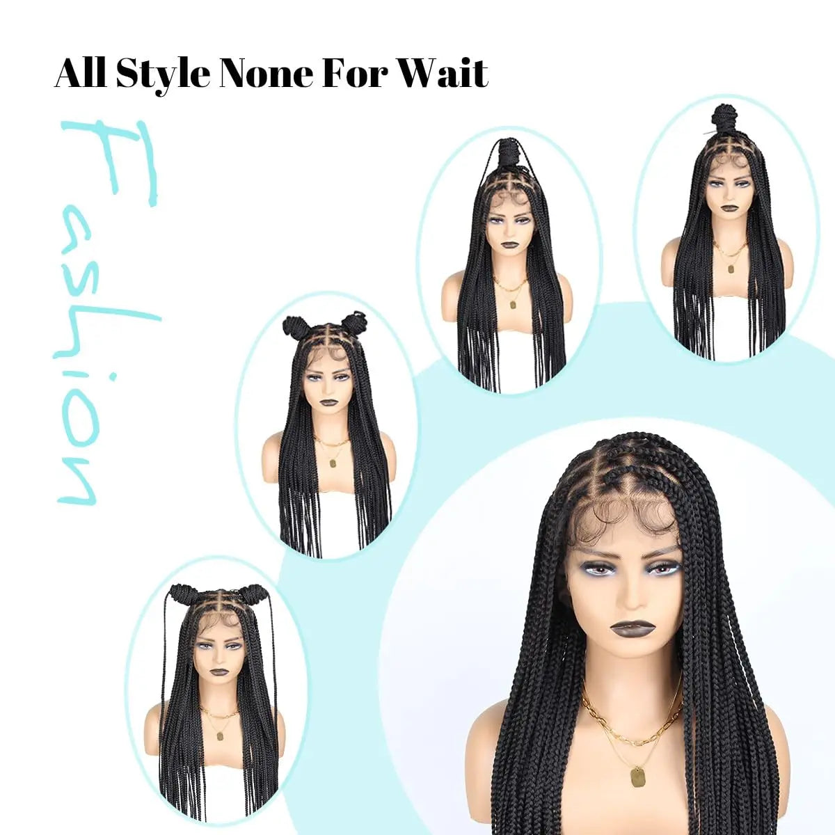 Crown & Glory Wigs   Synthetic Large Box Braided Wigs Jumbo Knotless 360° HD Full Lace Front Wigs For Black Women Jumbo Tribal Braids Faux Locs