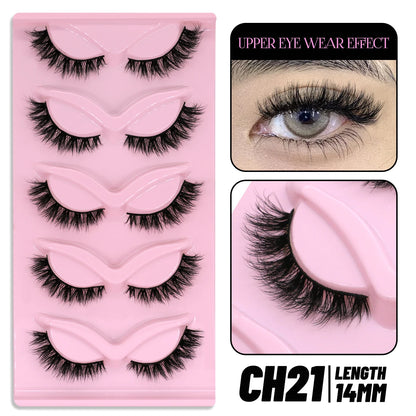 Makeup and face GROINNEYA Cat Eye Lashes Faux Mink Eyelashes Natural long Winged End Eye Elongated Eyelashes Faux Cils Eyelashes Extension