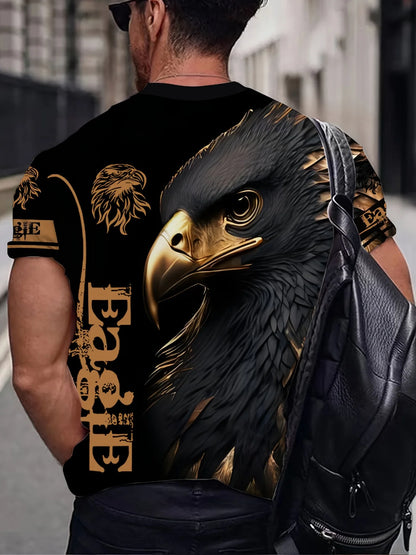 Men clothing Eagle Pattern Print Men's Short Sleep Comfy T-shirt Short sleeved Top