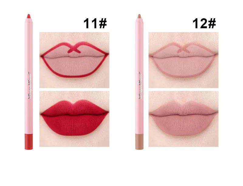 Makeup and face Lip Liner Pen Waterproof Matte 12 Color Outline Lip Shape Lip Plumper Lipstick Pencil Lasting Non-fading Velvet Lip-Liner Makeup