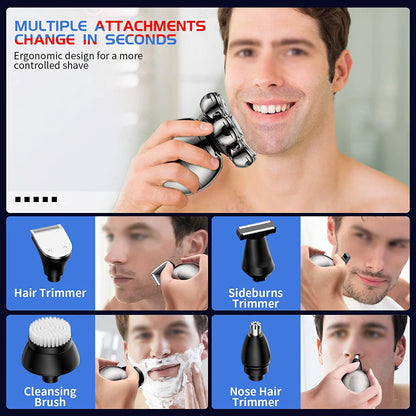 Bathroom  Electric Shaver 7D Floating Cutter Head Base Charging Portable Men Beard Trimmer Clipper Skull Shaver Waterproof Shaving