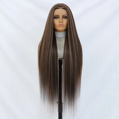 Crown & Glory Wigs  40 Inch Straight Lace Front Synthetic Wig T-Part 13x4x1 Long Lace Wigs Heat-resistant Fiber Copper Lace Frontal Wigs