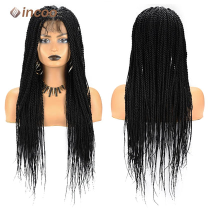 Crown & Glory Wigs  40" Twist Braids Lace Wig Synthetic Full Lace Front Braided Wigs For Black Women Knotless Box Twist Braid Wig Braided Wigs Cheap