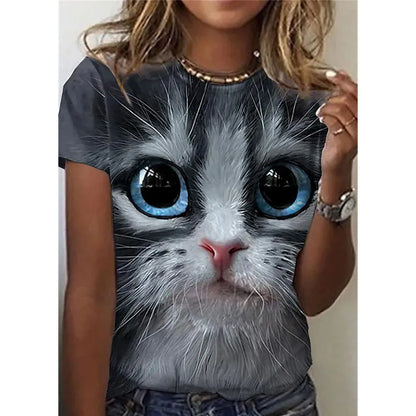 Woman clothing   3d Dogs Cat Print T Shirt Fashion Womens Tees Tops