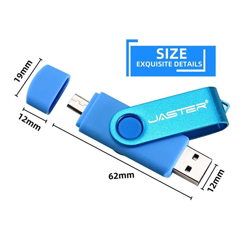 Laptop JADTER 2 IN 1 USB Flash Drive 128GB Key Chain Pen Drive 64GB Rotatable Memory Stick 32GB OTG for Phone U Disk Creative Gift 16GB