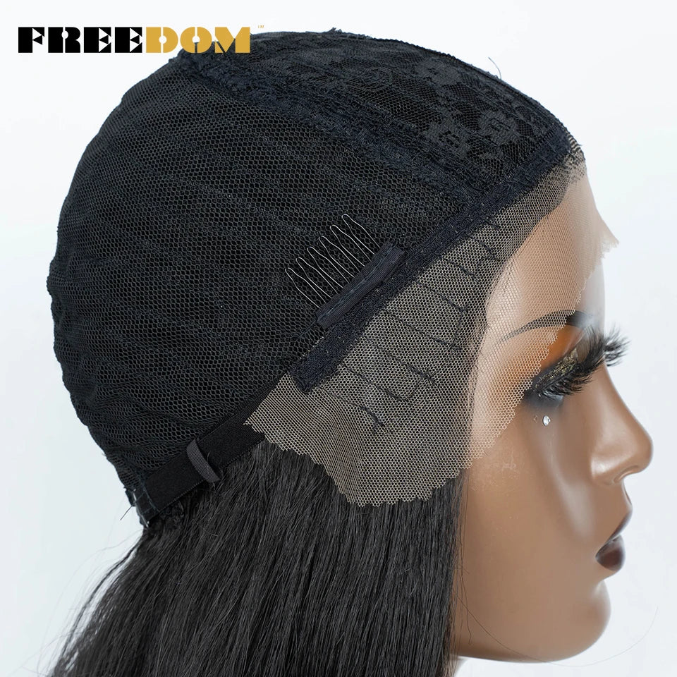 Crown & Glory Wigs  FREEDOM Synthetic Lace Front Wigs For Women Straight Lace Wig With Baby Hair 24 inches Ombre Brown Highlight Wigs Cosplay Wig