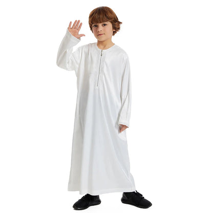 Muslim family   Teenage Ramadan Eid Muslim Robe Islamic Arab Children Long Sleeve Dress Jubba Thobe Abaya Dubai Boys Clothing Turkey Middle East